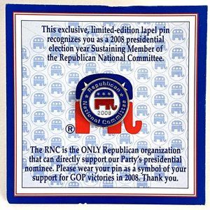 2008 RNC Republican GOP Elephant Lapel Lanyard Pin Souvenir Politics Collectible